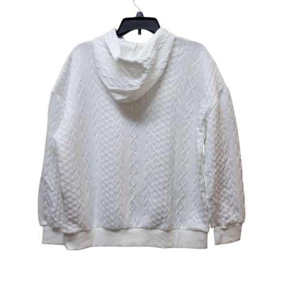 White Quilted Pullover Long Sleeved Drawstring Hoodie - NWOT - Picture 6 of 12